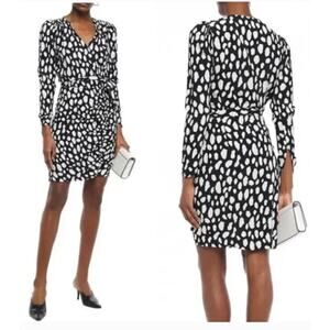 Maje Rossima‎ Spot-Print V-Neck Faux Wrap Dress Size Medium